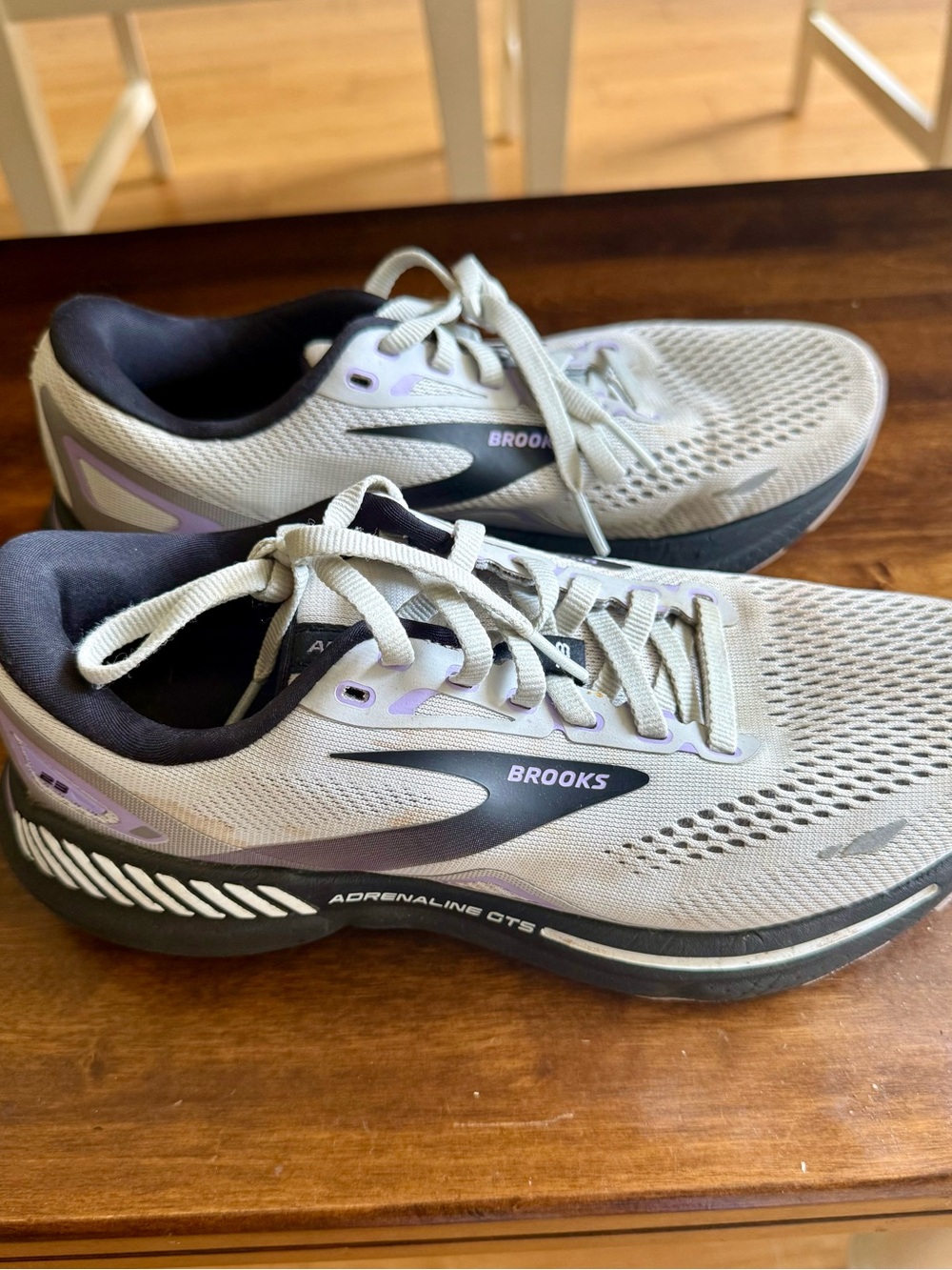 Brooks Women’s Adrenaline GTS Running Shoes - Light Gray with Lavender Accents